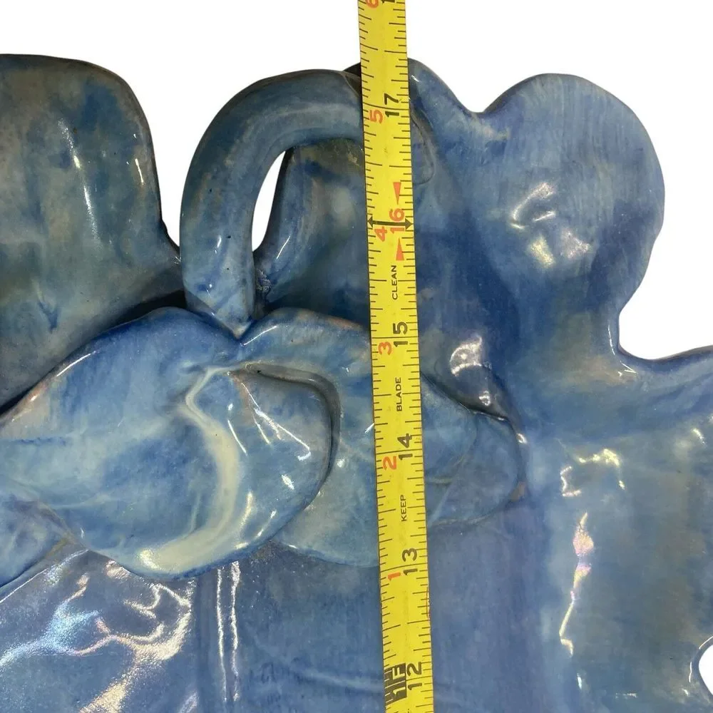 VTG Stangl Pottery Terra Rose Glazed Leaf Serving Tray Platter Blue 17.5